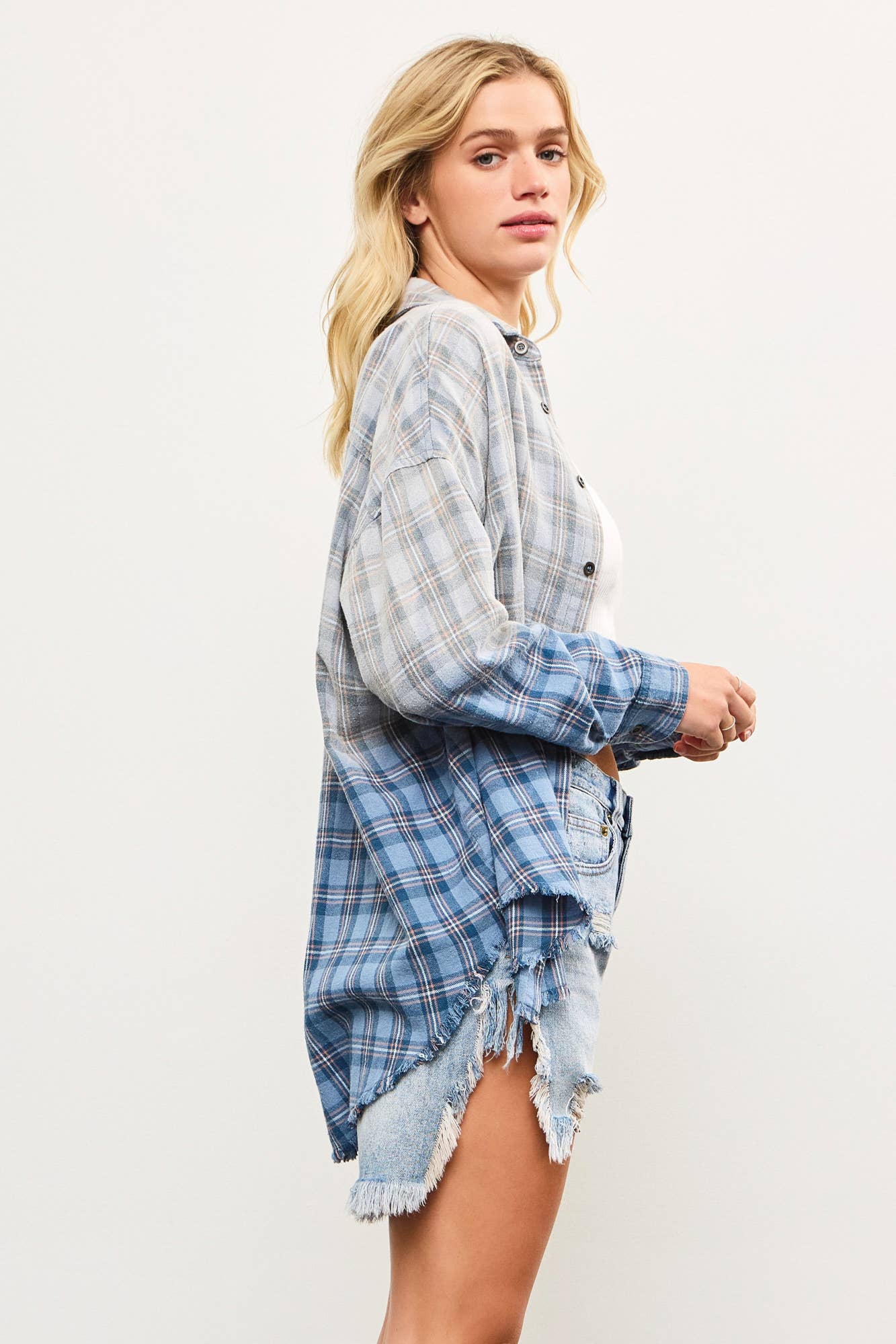 DIP-DYED BUTTON UP SHIRT