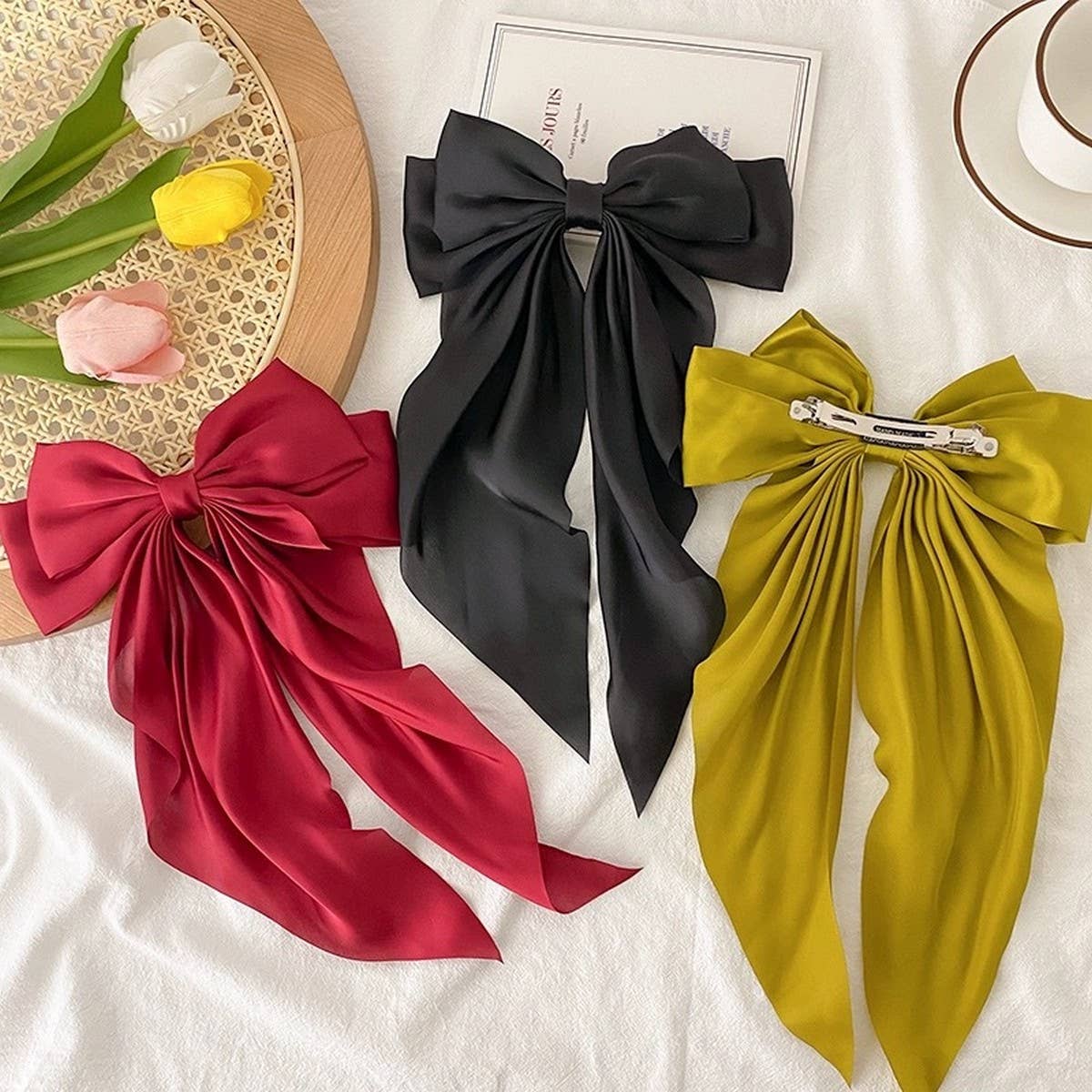 SIMPLE TEMPERAMENT BOW HAIR CLIP: LTBLUE