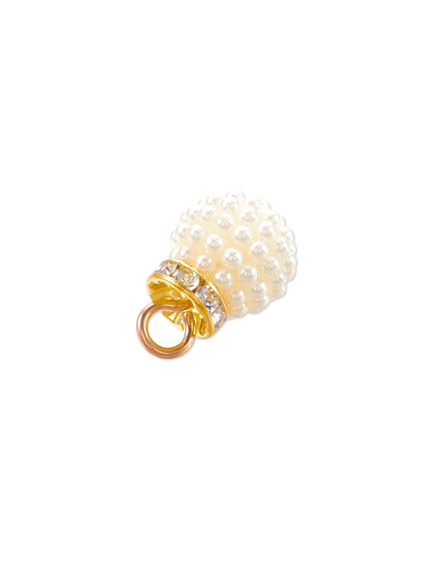 * Gold Pearl Beaded and Rhinestone Collared Charm