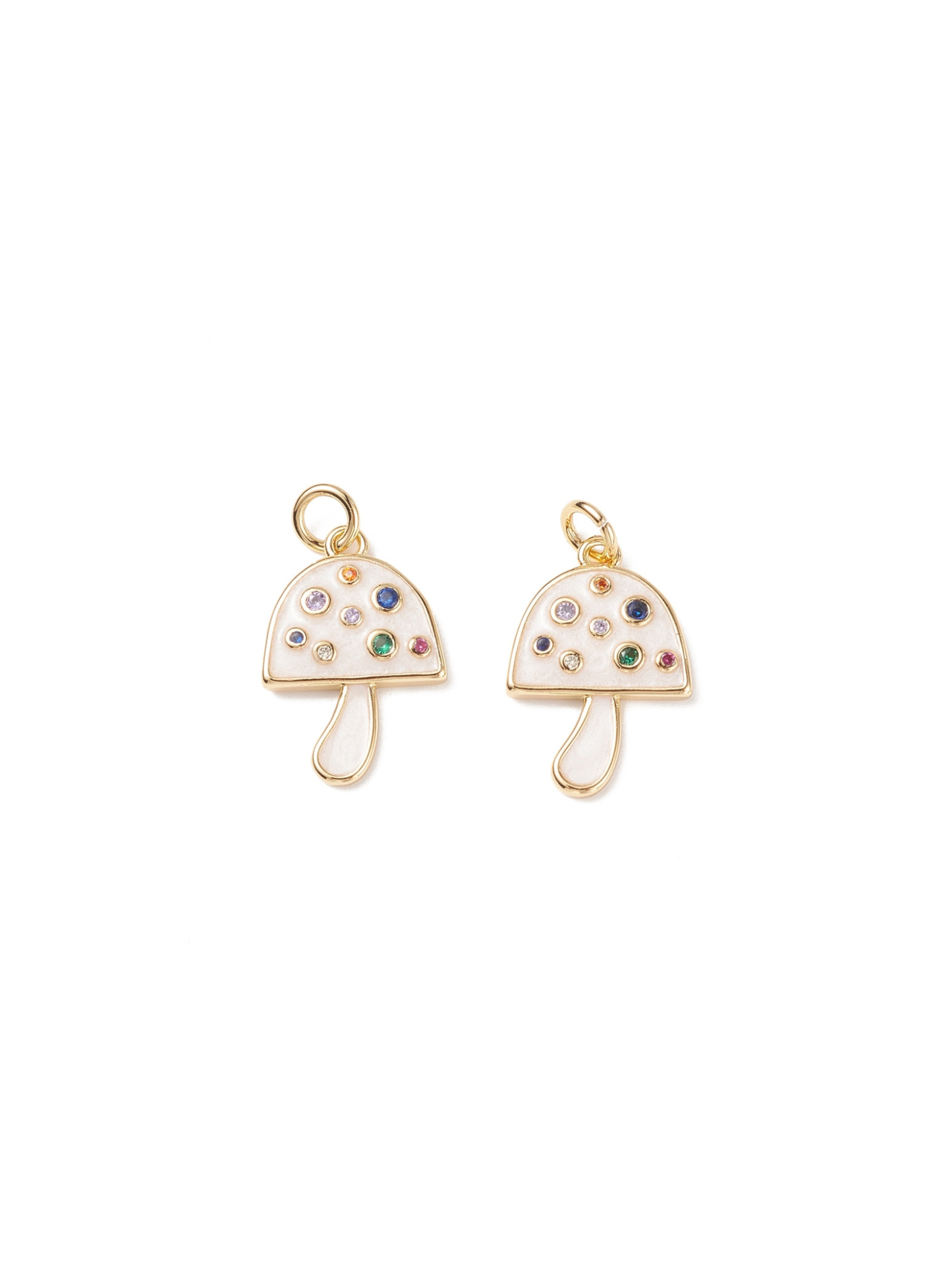 TCB Gold & Pearlescent Embellished Mushroom Charm