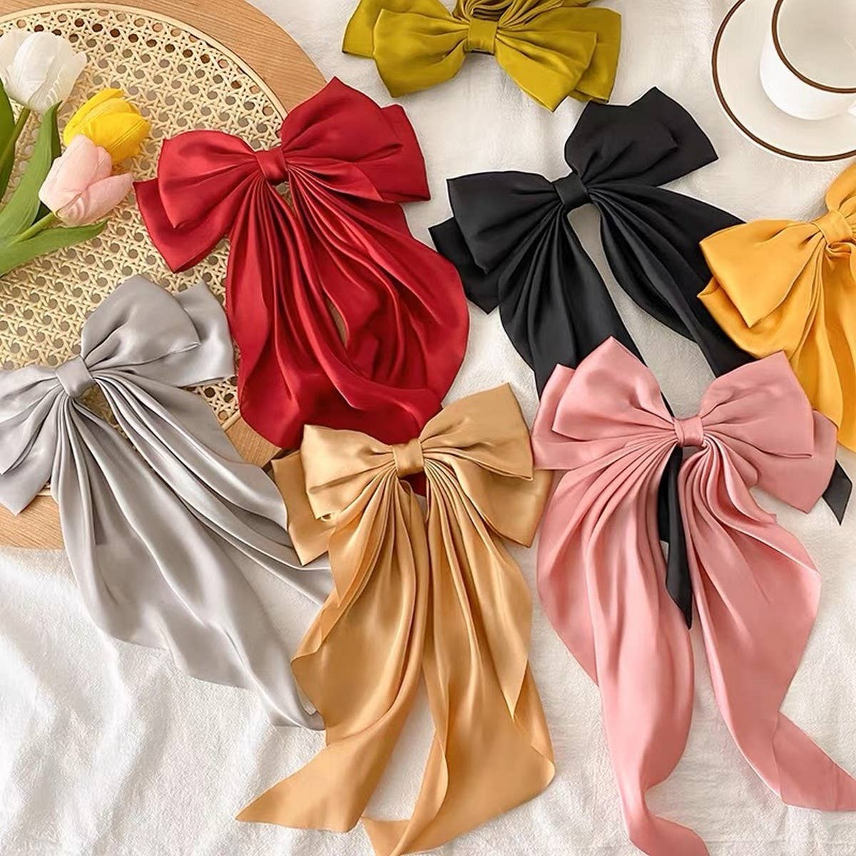 SIMPLE TEMPERAMENT BOW HAIR CLIP: LTBLUE