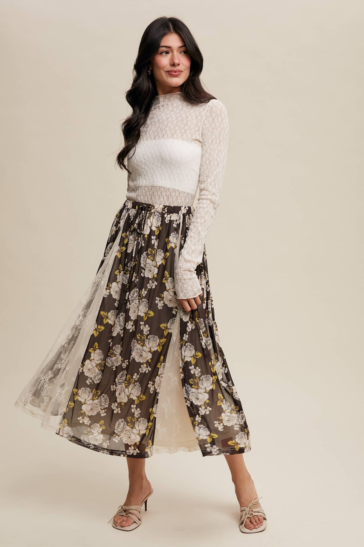 Lace Sheer High-Neck Layering Top