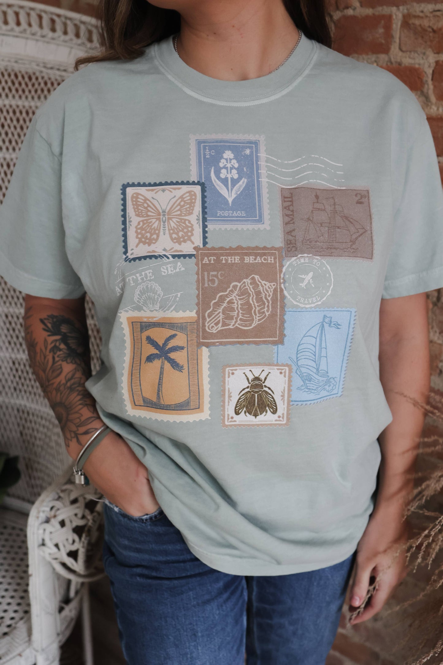 Beach Vacation Vintage Stamps Comfort Colors Graphic T-shirt