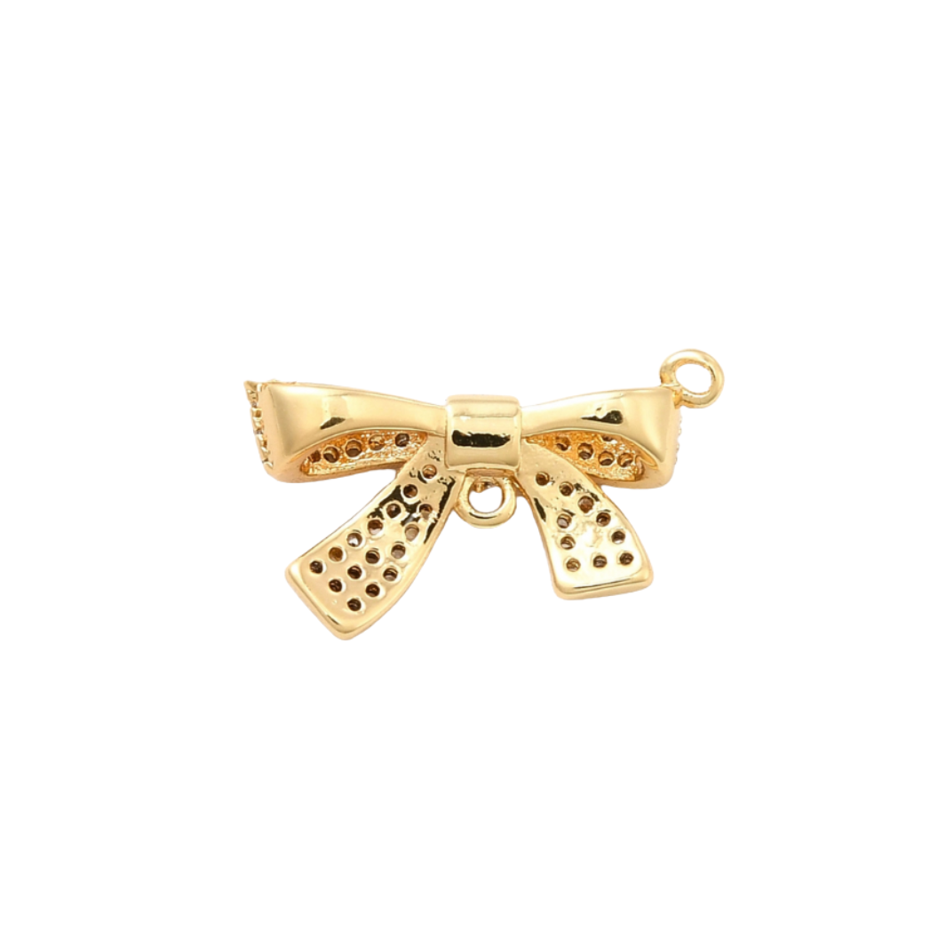 TCB Gold Cubic Zirconia Bow Charm