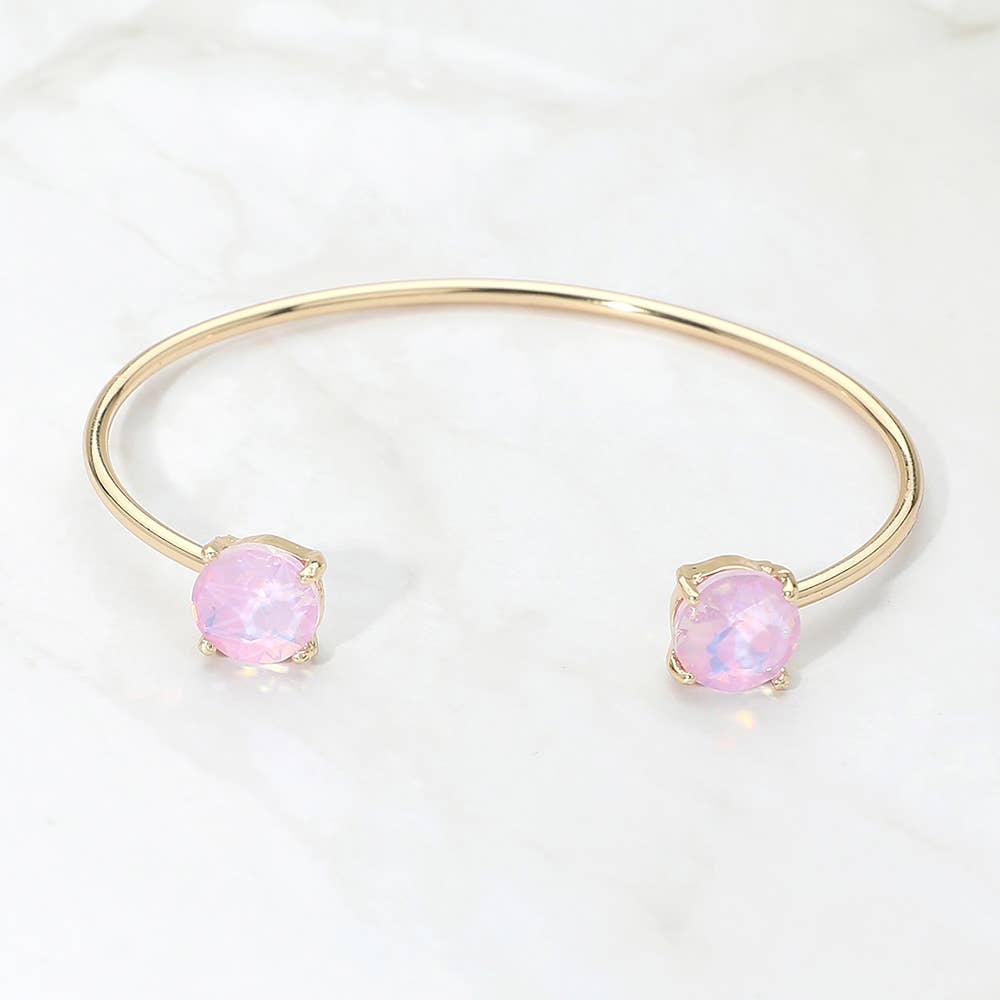 Faceted Round Stone Cluster Tip Cuff Bracelet