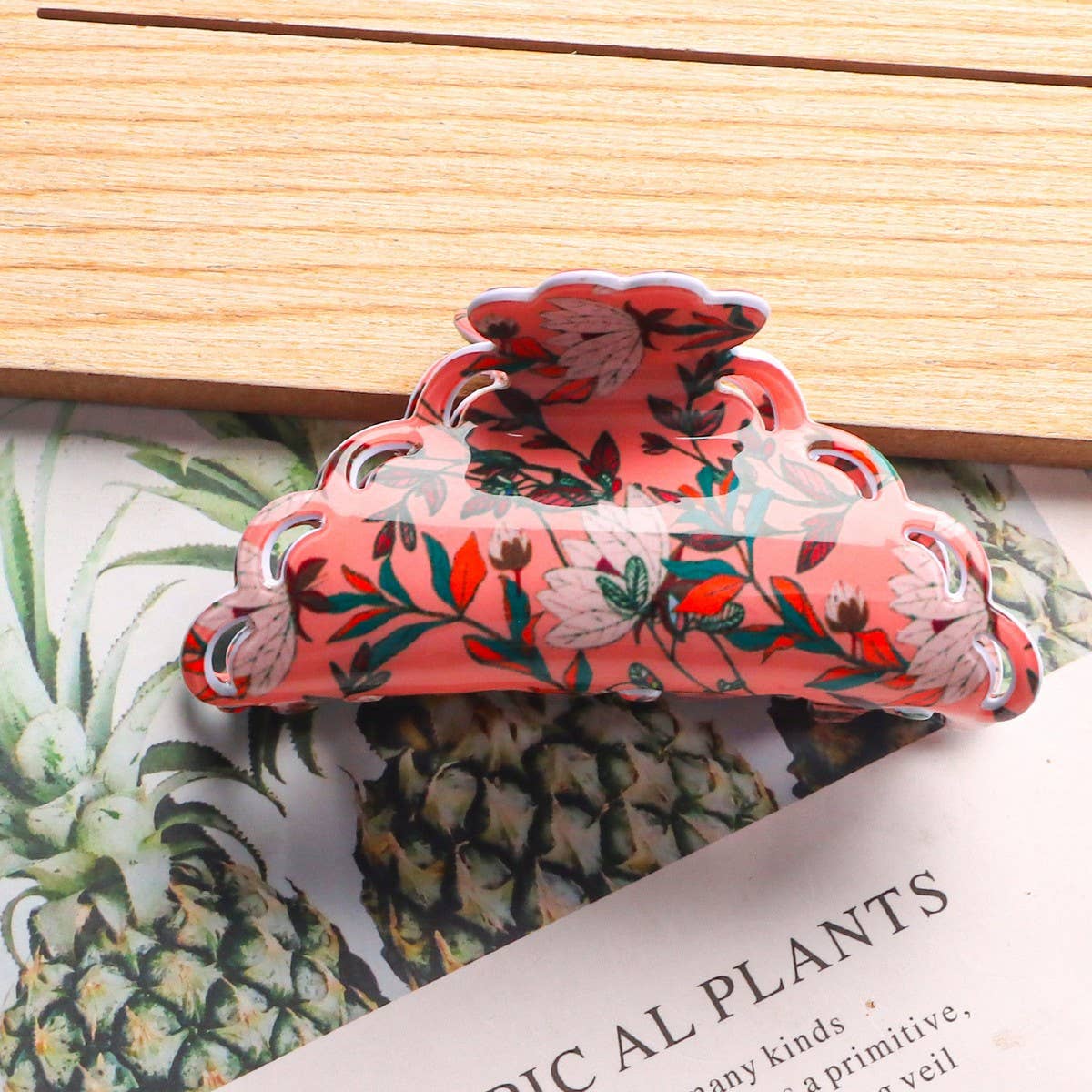 CWAHA1419_ACETIC ACID PLANT FLOWERS IRREGULAR HAIR CLAW CLIP: TYPE2 / (OS) 1