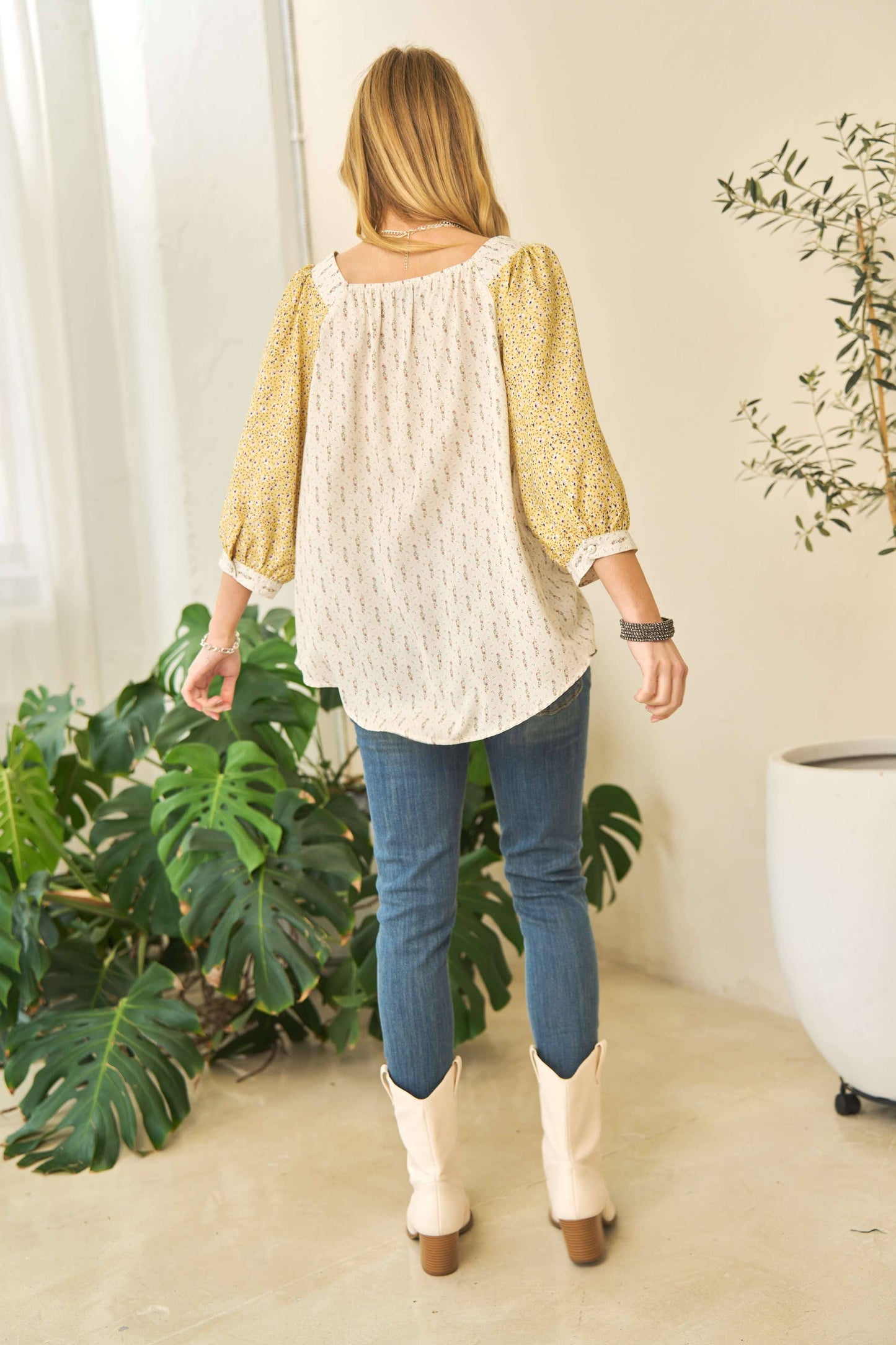 PLUS FLORAL PRINTED BUTTON DOWN LOOSE TOP