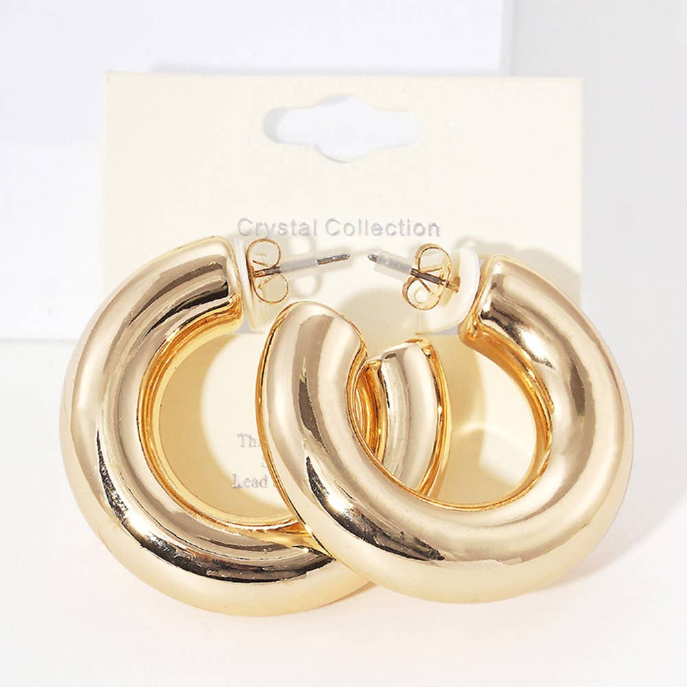 Thick Hoop Earrings
: Matte Gold