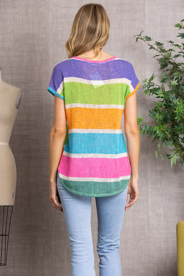 MUTLICOLOR STRIPES KNIT TUNIC TOP