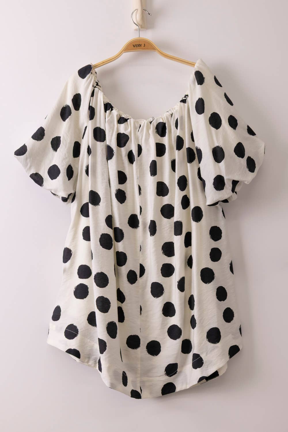 Elastic Detail Polka Dot Woven Mini Dress