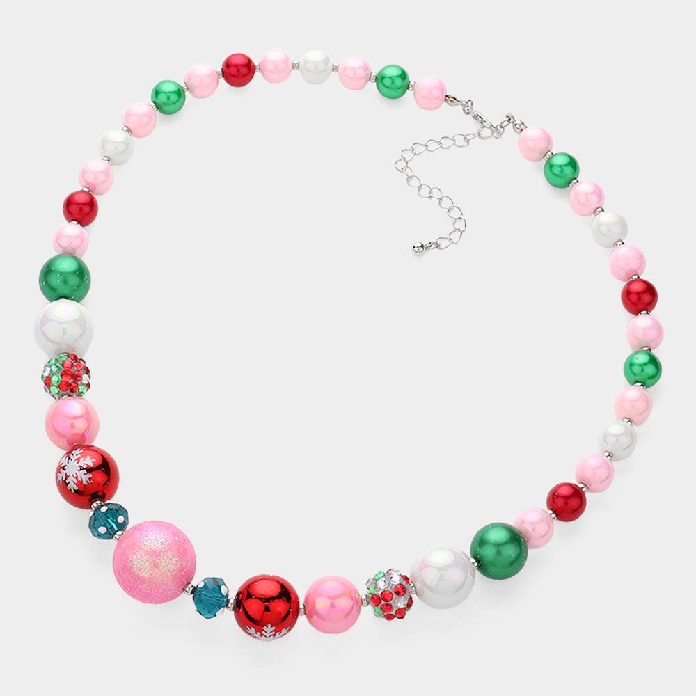 Christmas Snowflake Beaded Necklace