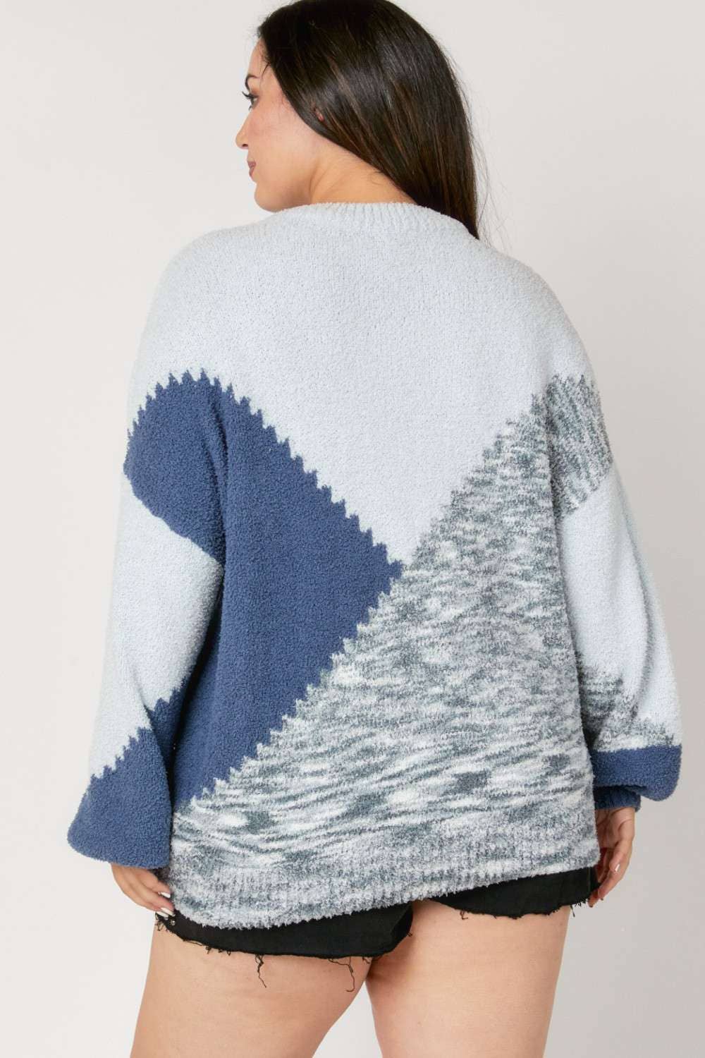 PLUS PRINTED ROUND NECK SWEATER