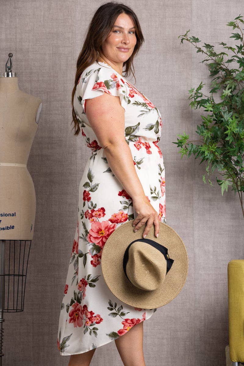 IVORY HAILEY FLORAL PRINT PLUS SIZE MAXI DRESS