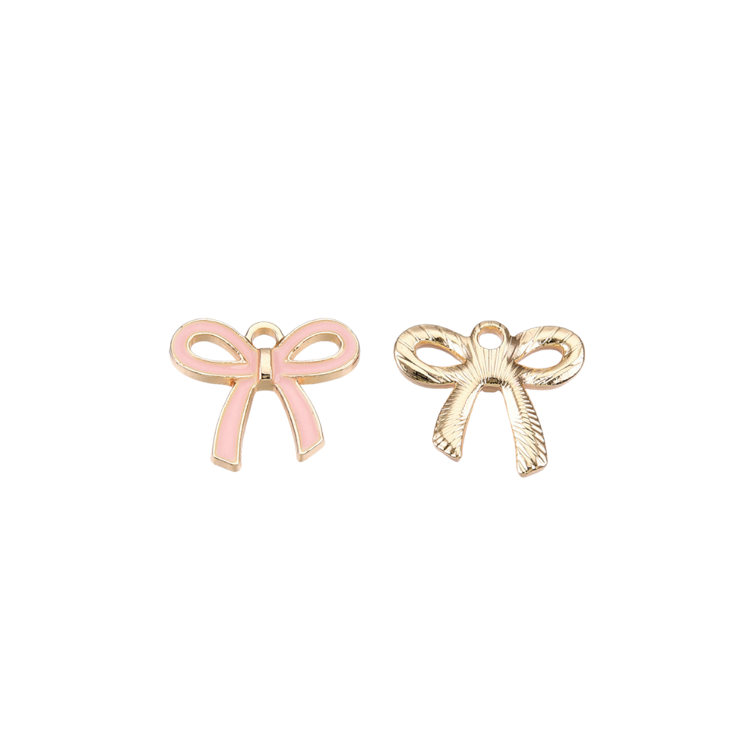 TCB Gold Pink Bowknot Charm