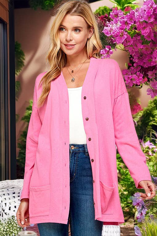 Lightweight Slub BubbleGum Cardigan