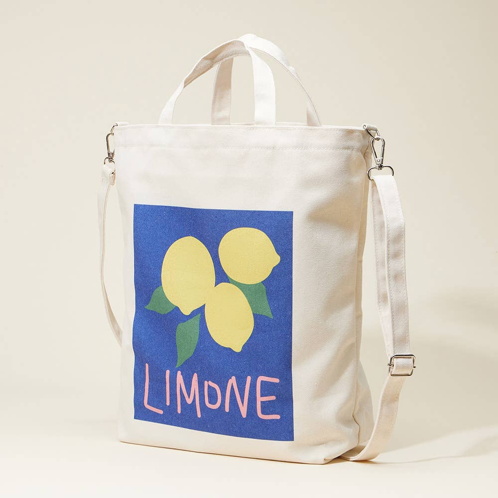 Limone Printed Top Handle Canvas Tote