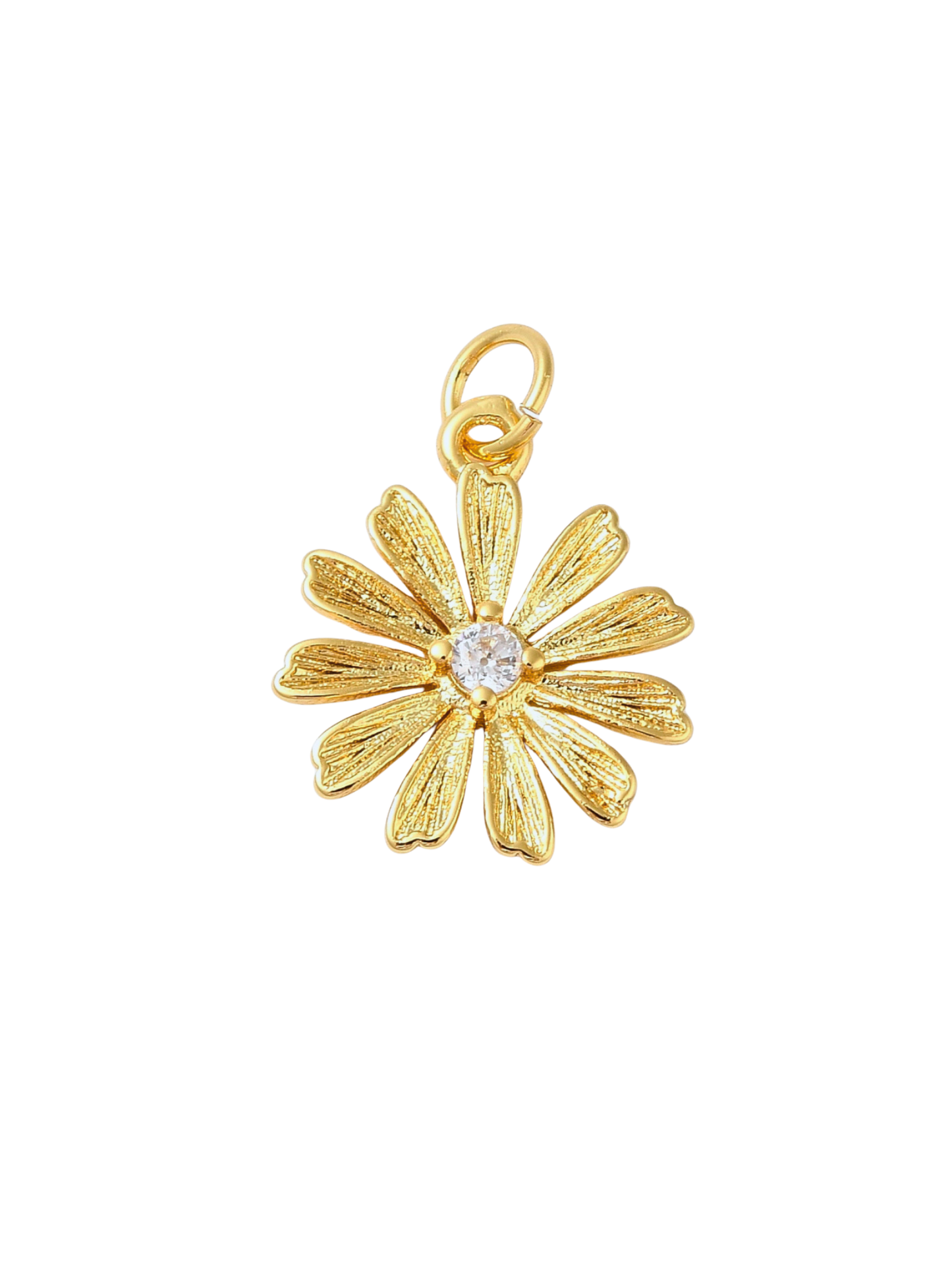 TCB Gold Flower with Rhinestone Center Charm