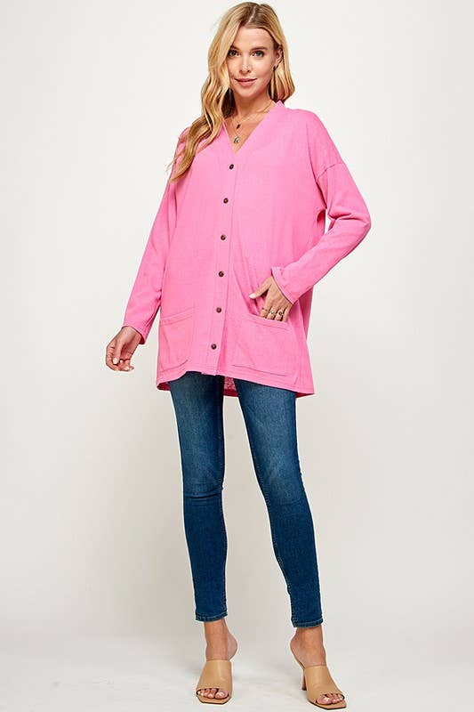 Lightweight Slub BubbleGum Cardigan