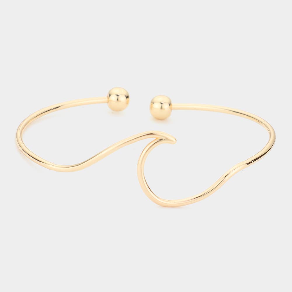 Gold Metal Wave Cuff Bracelet