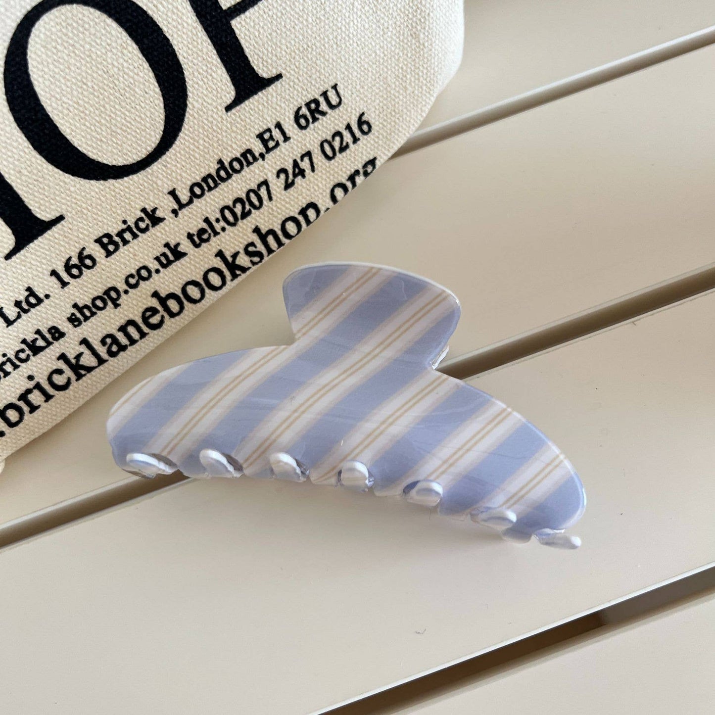 Blue-White Striped Patterns Hair Claw Clip