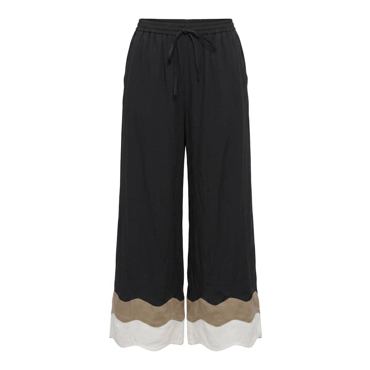 Wavy Colorblock Wide Leg Pants: Dark Navy / S