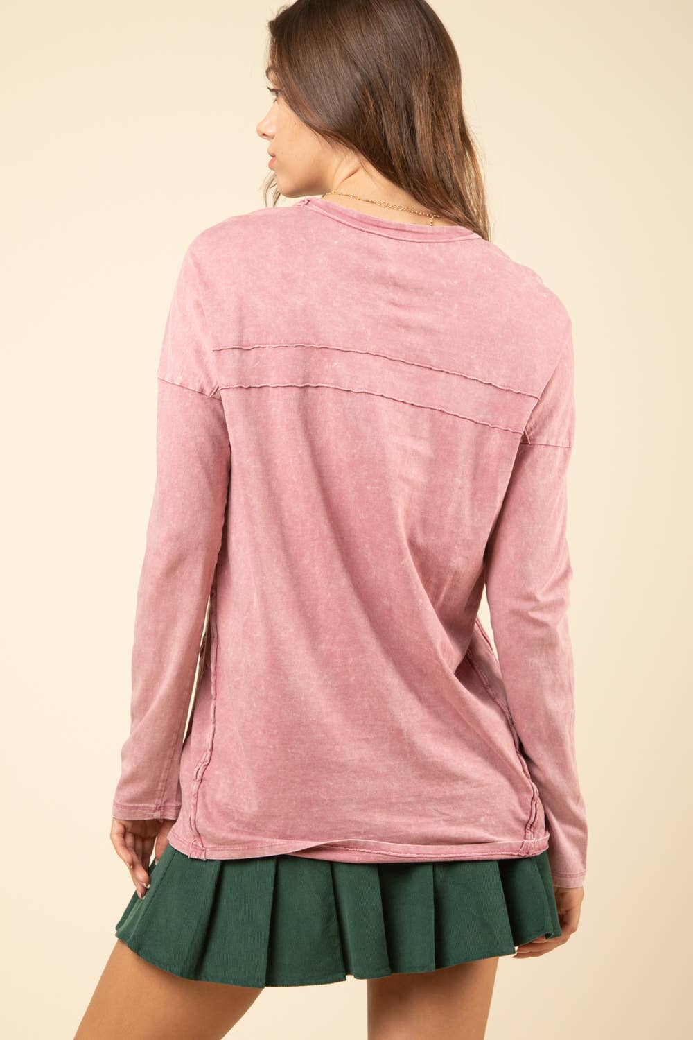 Plus Raw Seam Washed Knit Top