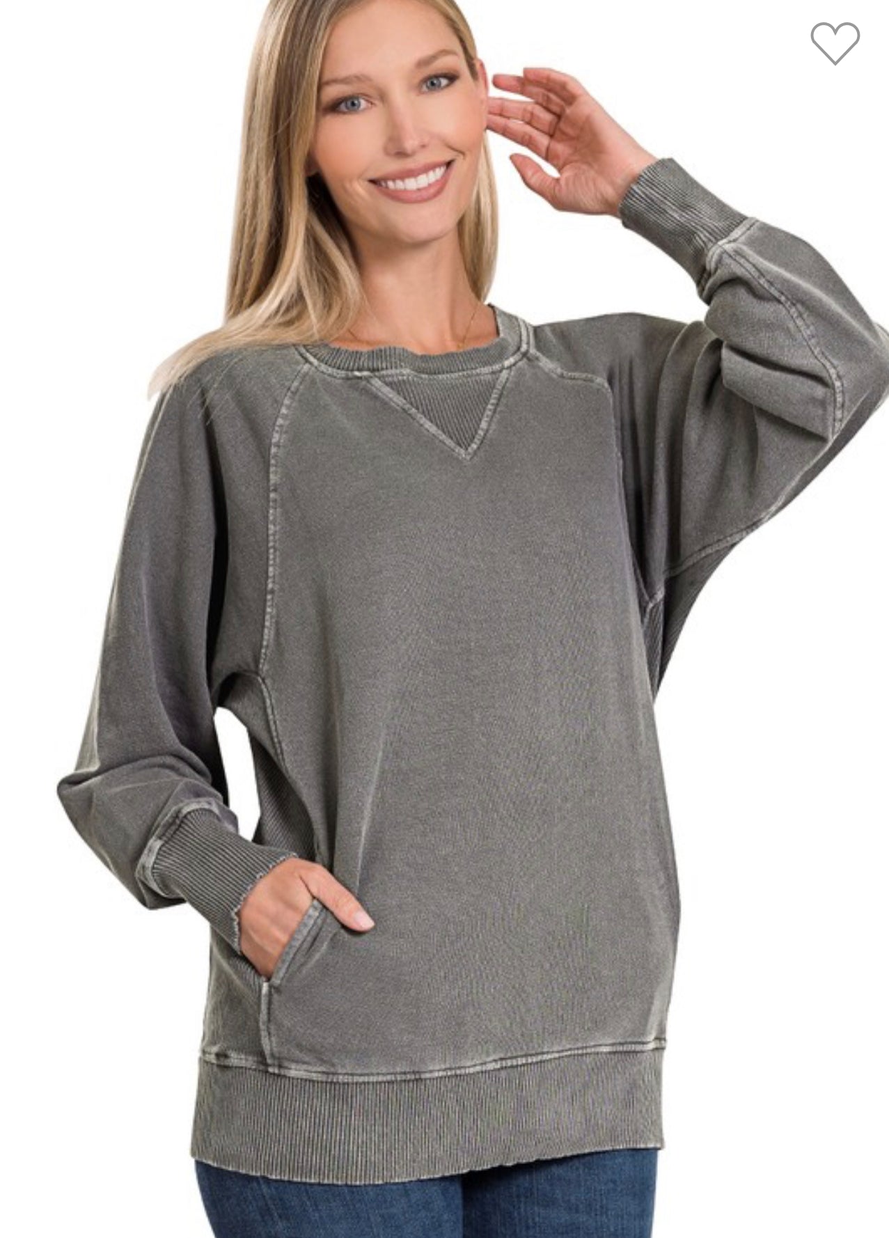 Pigment Dyed French Terry Pullover With Pockets in