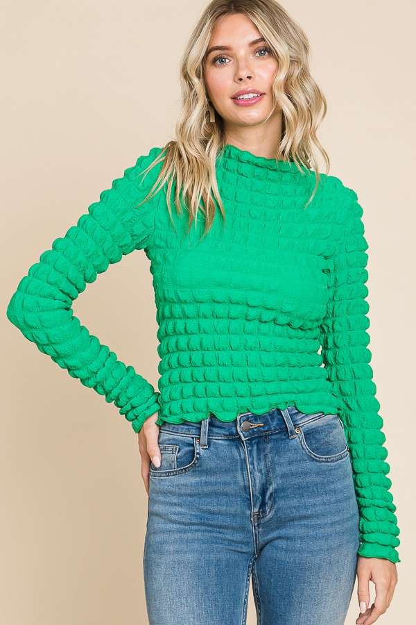 Mock Neck Long Sleeve Crop Top