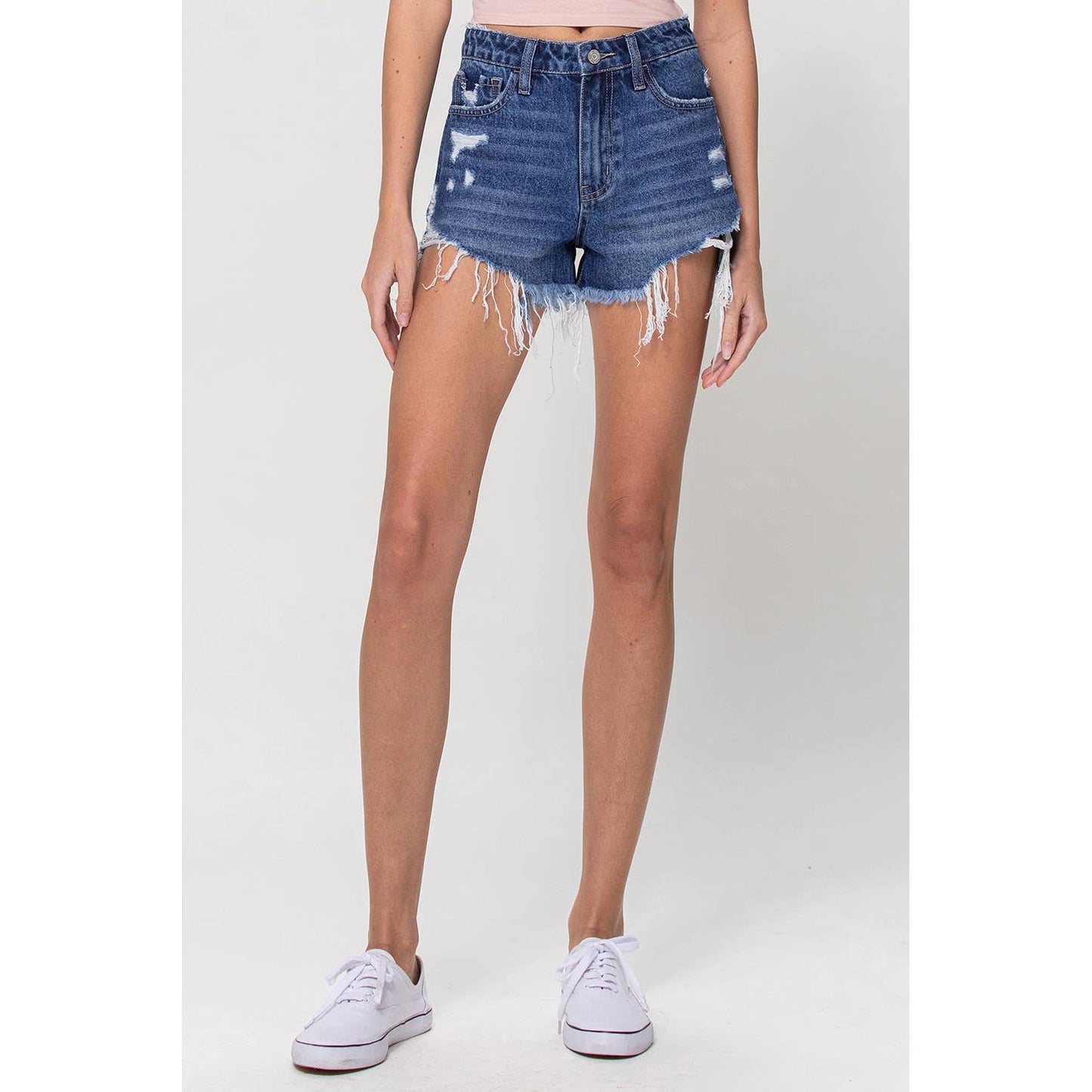 BOYFRIEND SHORTS W DESTROYED FRONT HEM