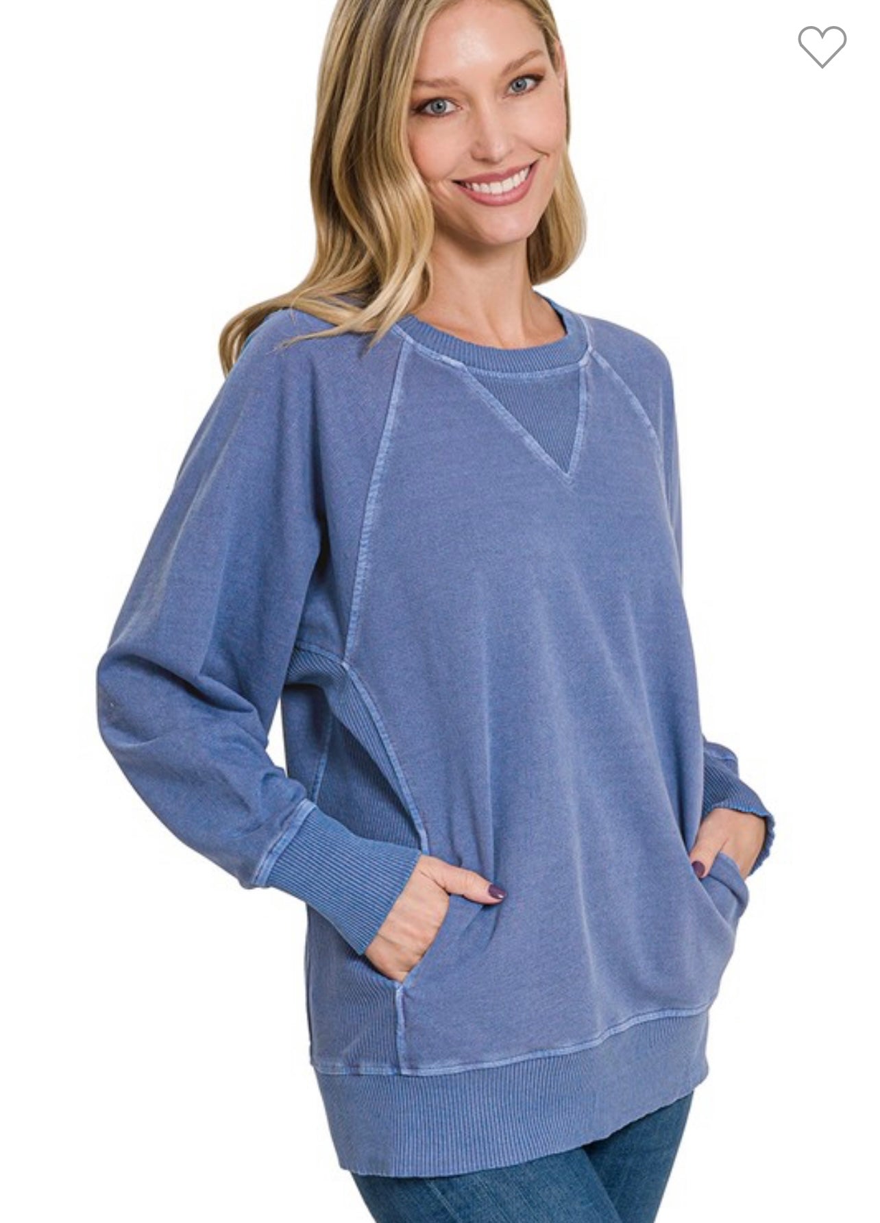 Pigment Dyed French Terry Pullover With Pockets in