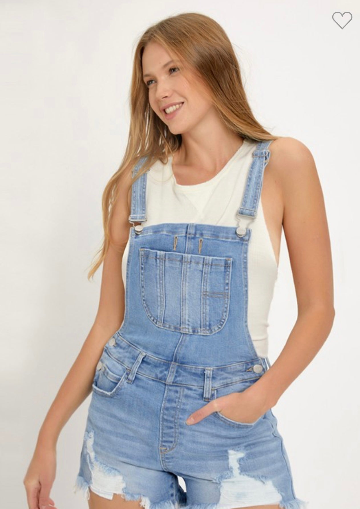 Front Distressed Short Bibs