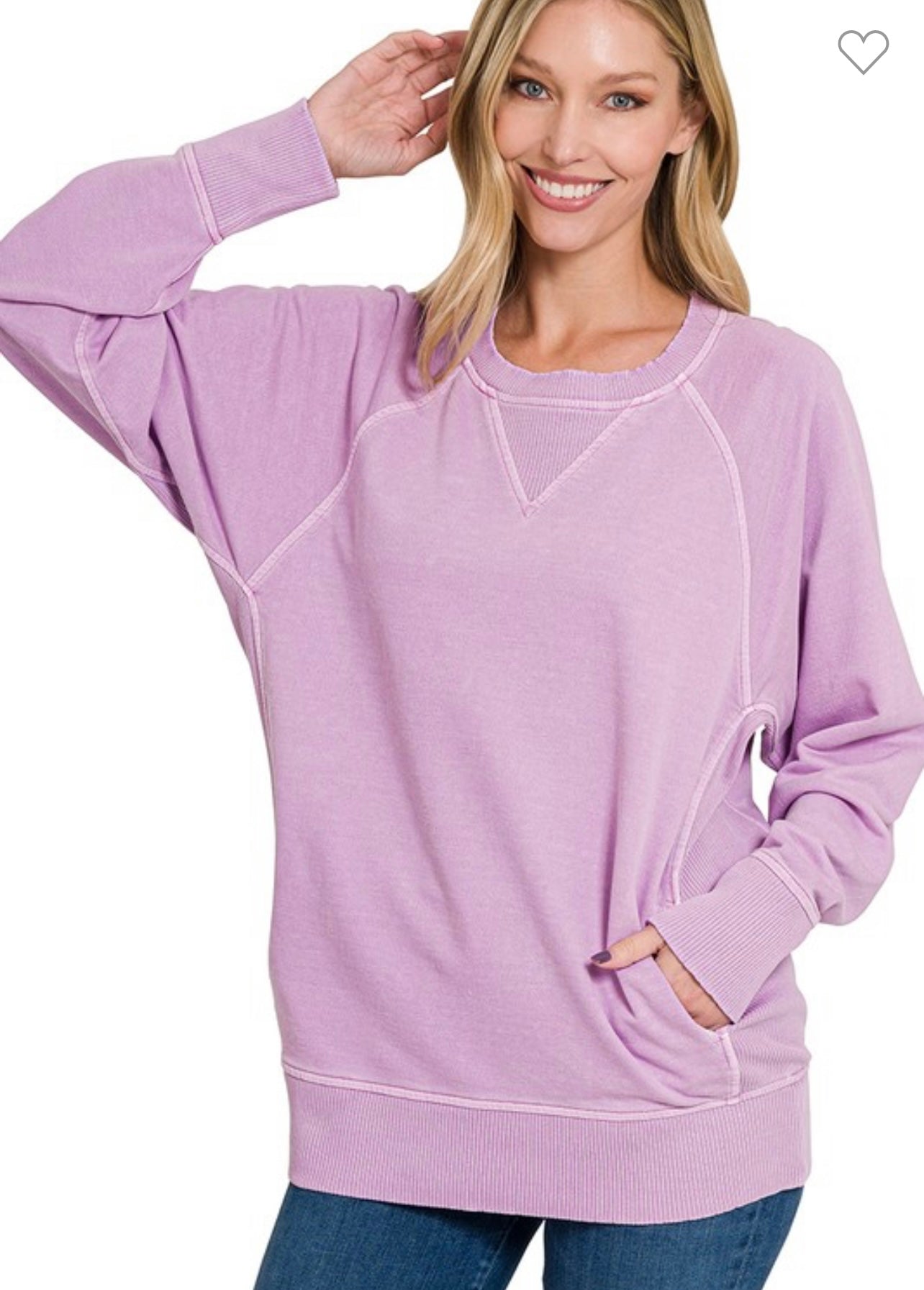 Pigment Dyed French Terry Pullover With Pockets in