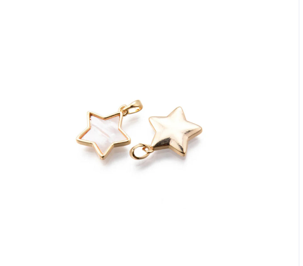 TCB Gold Framed Ivory Abalone Shell Star Charm