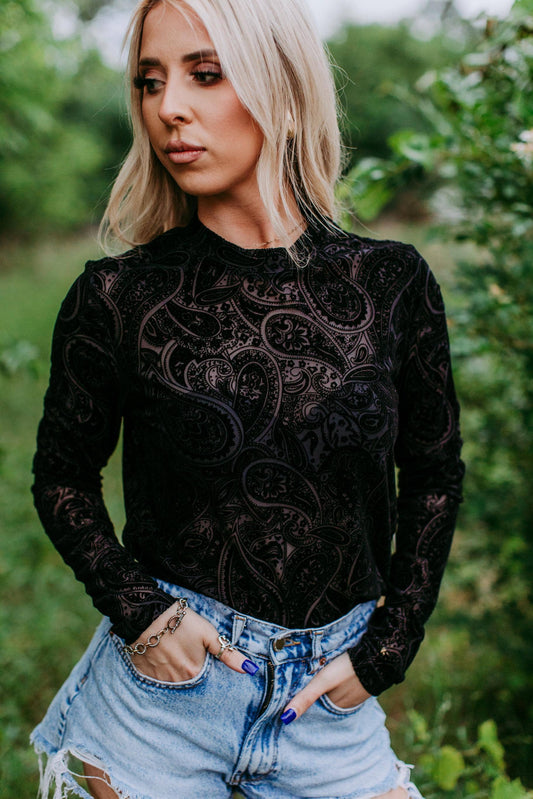 Plus Saddle Up Long Sleeve Mesh Top