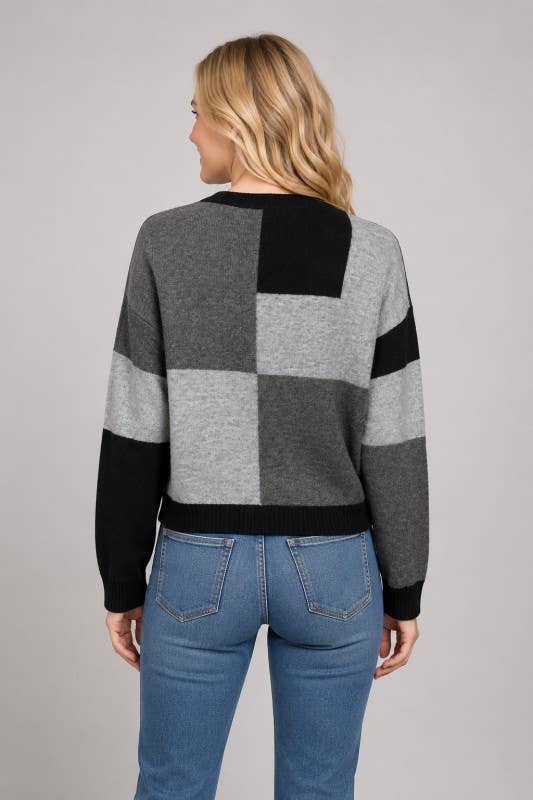Black/Gray Color-Block Sweater