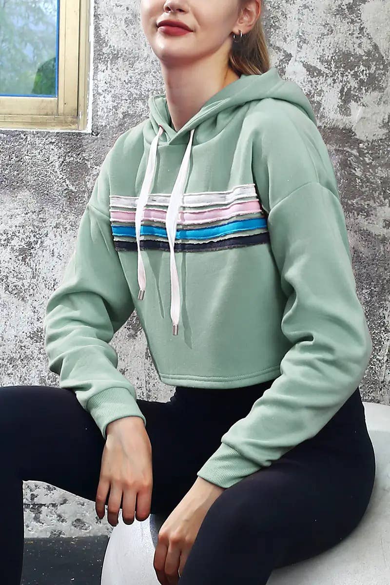 Cropped Loose Pullover Hoodie Terry Sweatshirt