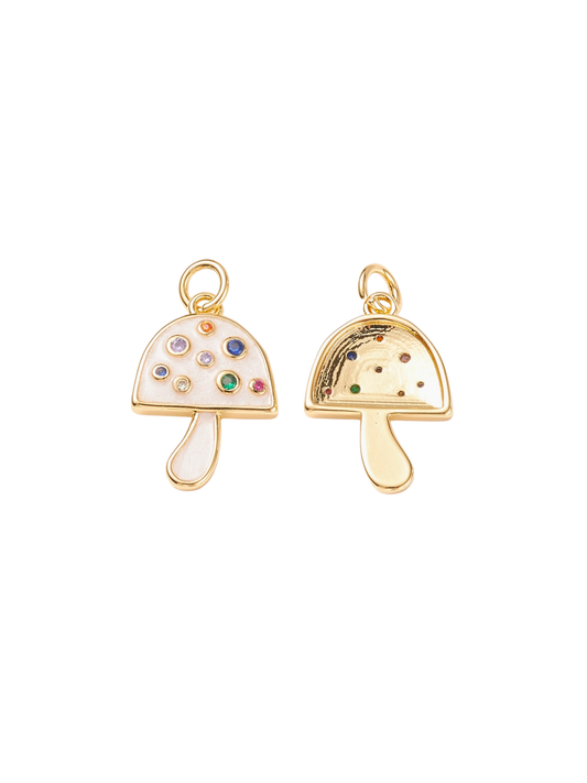 TCB Gold & Pearlescent Embellished Mushroom Charm