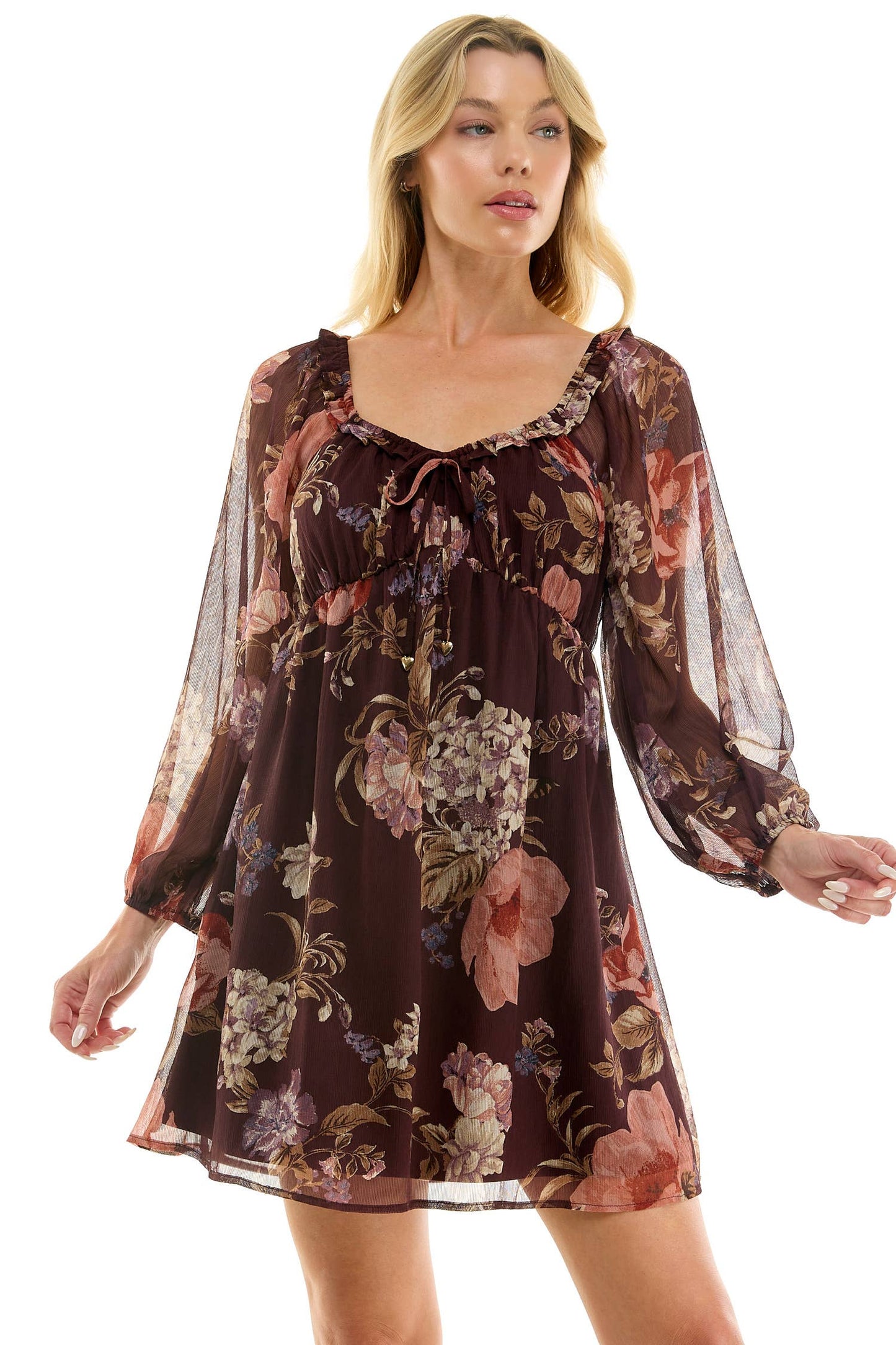 VINTAGE FLORAL EMPIRE MINI DRESS: EGMAL / S