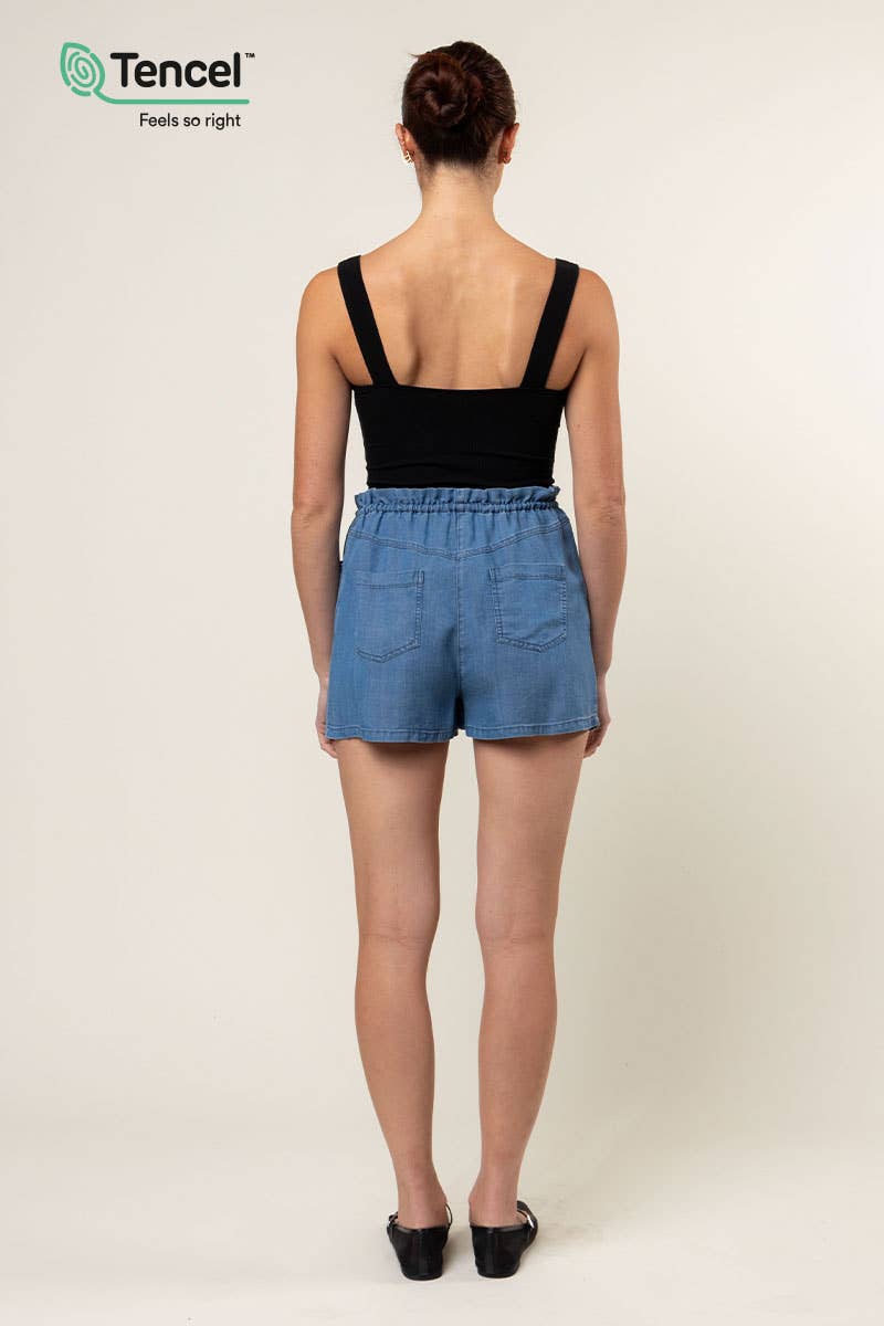 TENCEL™ Elastic Waist Shorts With Back Pockets: Medium Blue / S