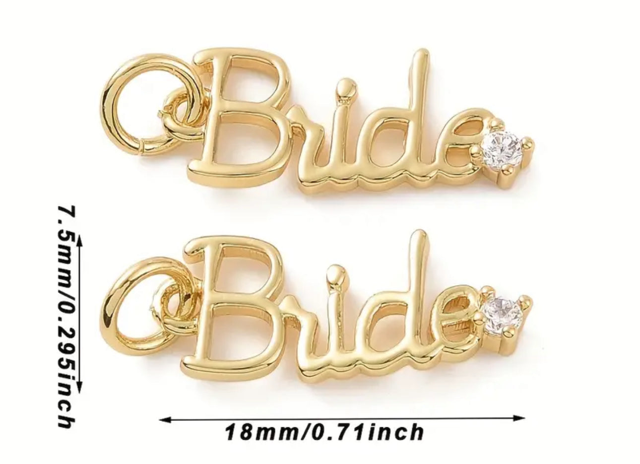 TCB Gold and Rhinestone Bride Charm