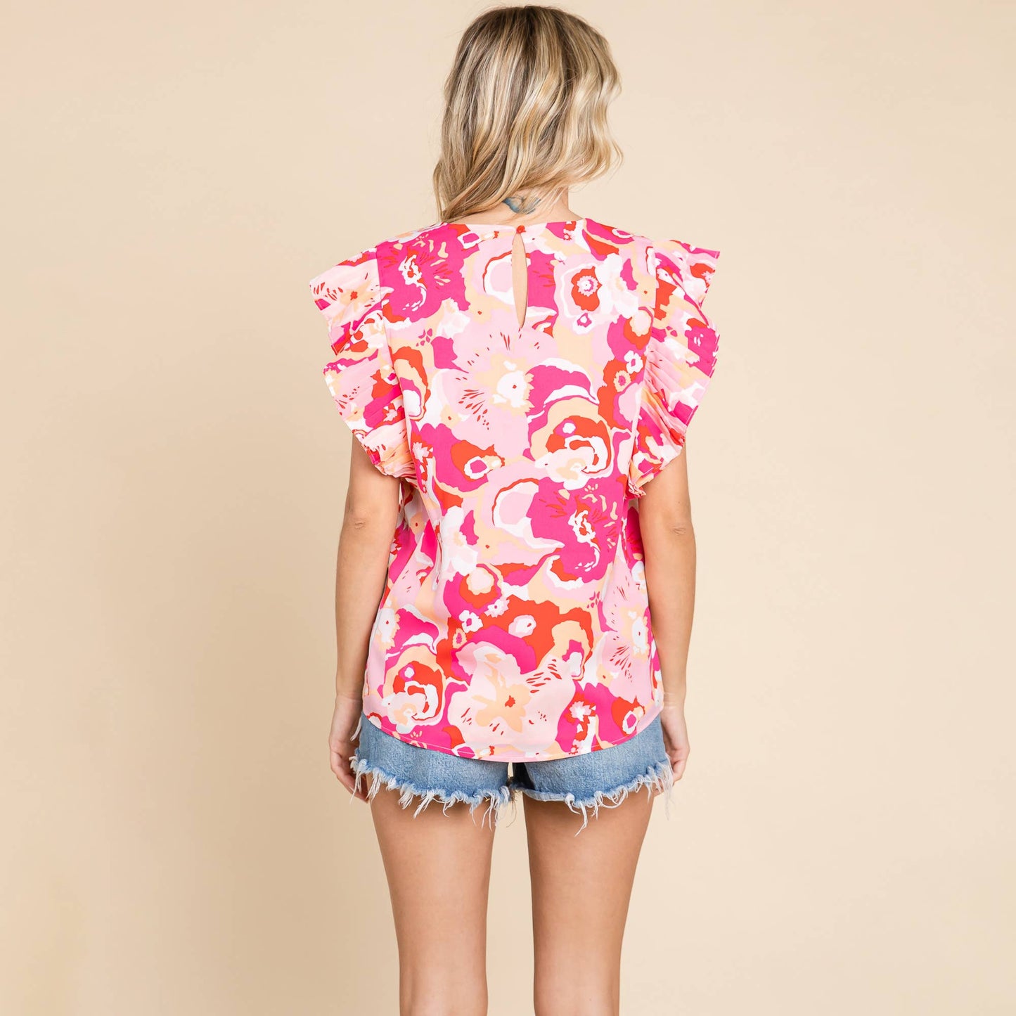 Floral Double Layered Ruffled Top