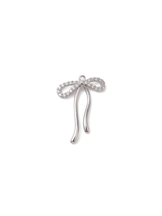 TCB Silver Crystal Bow Charm - Silver