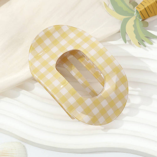 Gingham Checkered Oval Hair Clip