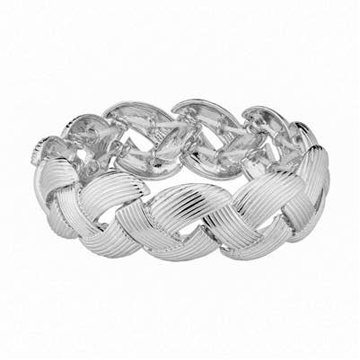 Textured Silver Braided Stretch Bracelet