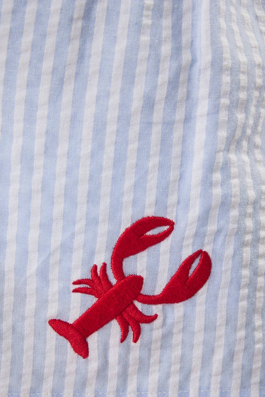 BOXER WITH LOBSTER EMBROIDERY: WHITE-BLUE STRIPE