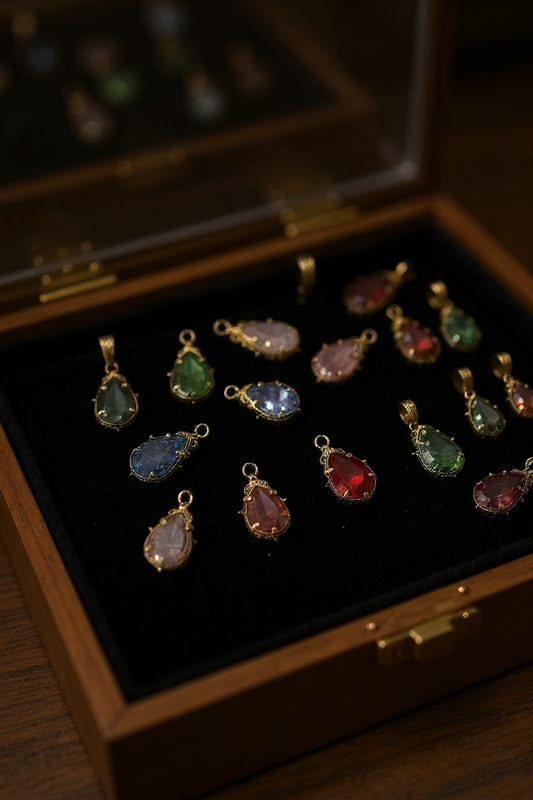 TCB Gold Teardrop Glass Charms