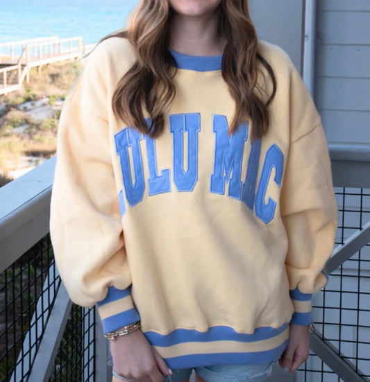 LuLu Mac Social Society Butter w Lavender Stitch Sweatshirt