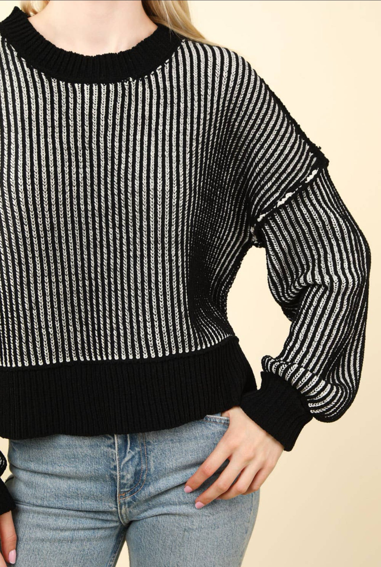 Two Tone Striped Casual Stripe Sweater