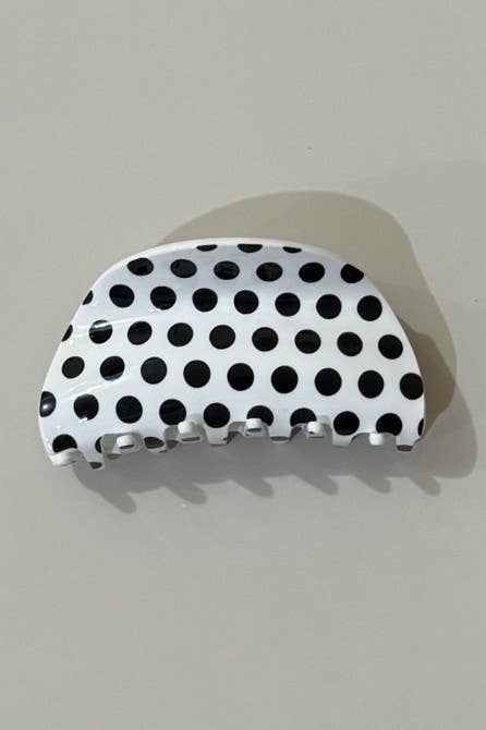 JUMBO POLKA DOT HAIR CLAW CLIPS | White