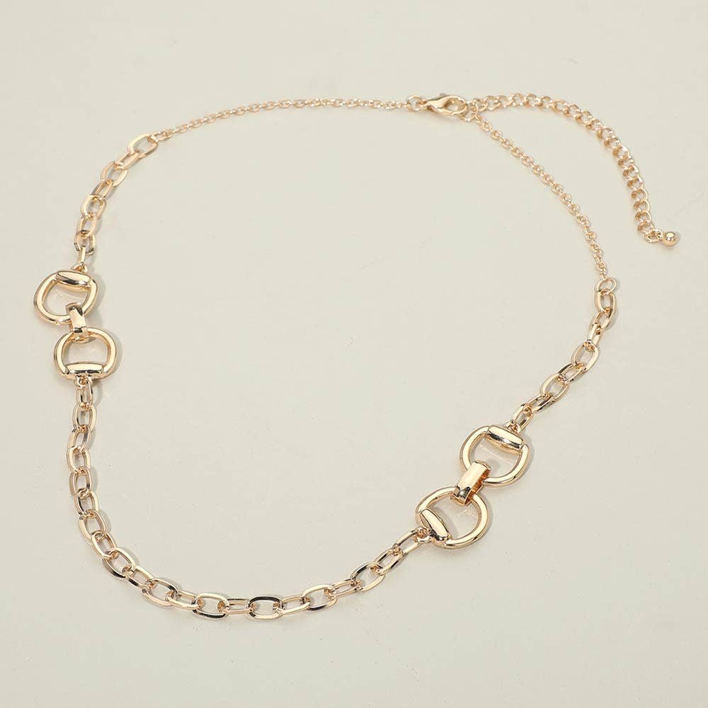 Horsebit Link Chain Necklace: Rhodium
